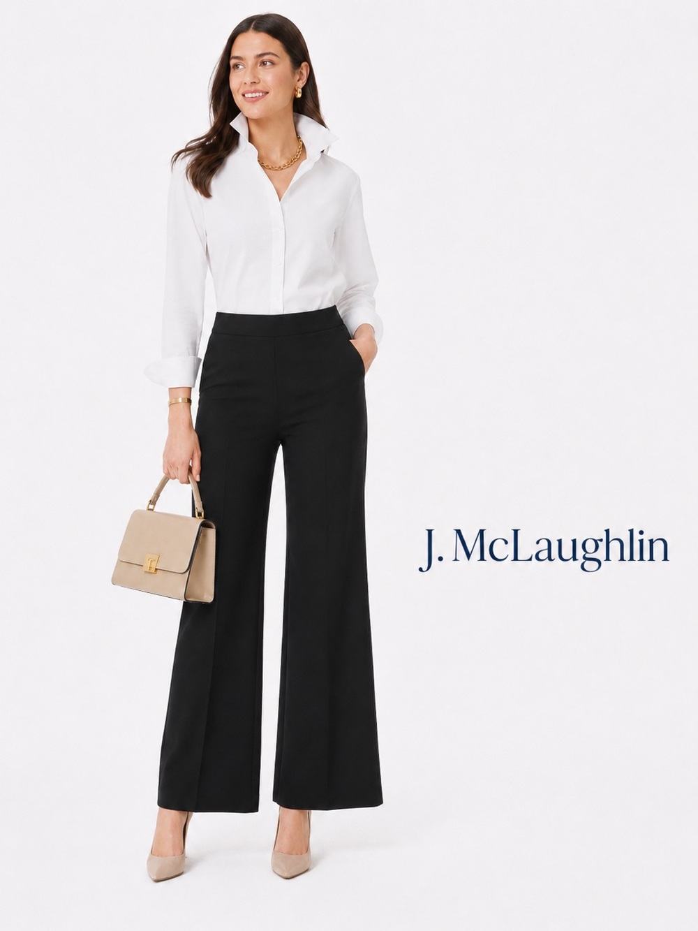 J. McLaughlin Black Wide Leg Pull-On Pants Size 2